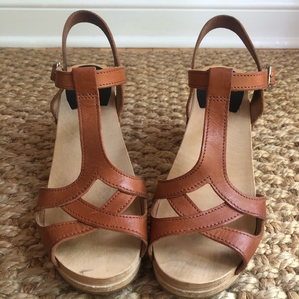 Swedish Hasbeens Cut Out T Strap Heel. Size 39